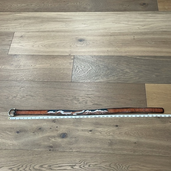 Leegin Vintage Leather Embossed Eagle Belt Size 32 - Picture 4 of 12